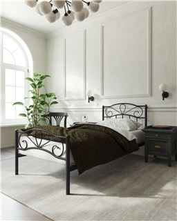 Кровать с изножьем "Глэдис"  (90х200/ноги металл/цвет Чёрный)