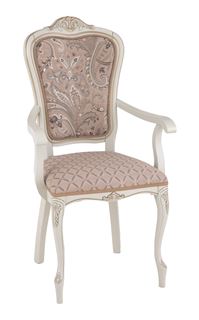 Кресло с подлокотниками Виконт (тон 308 слоновая кость + патина золото/ ткань Афитап розовый/компаньон)