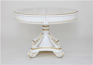 Стол обеденный "Кардинал d-1100" (круглый/ матовый + патина золото) Белый
